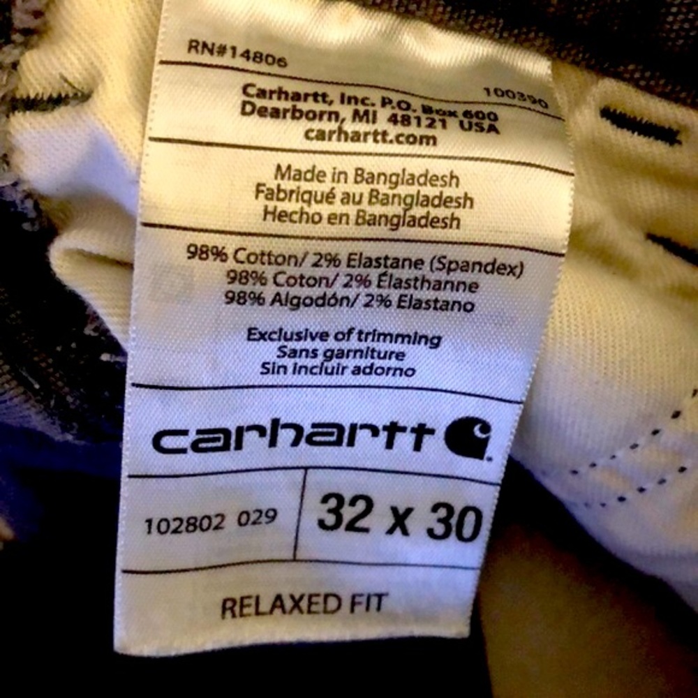 New double knee Carhartt pants. 98% cotton 2% elastic